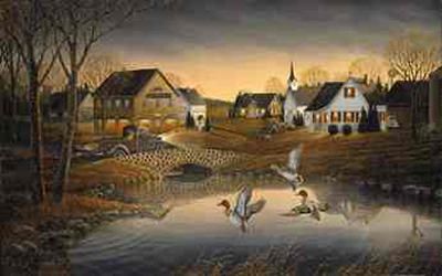 Sam Timm Limited Edition Print: "Country Village Greenwing Text"