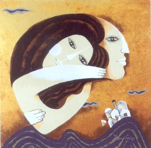 Samy Briss Hand Signed and Numbered Limited Edition Serigraph on Paper: " Blue Mountain "
