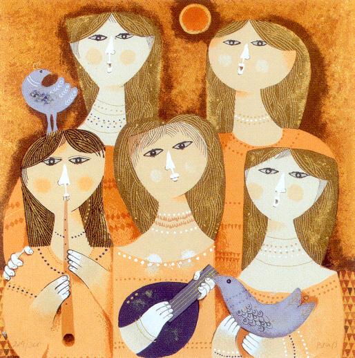Samy Briss Hand Signed and Numbered Limited Edition Serigraph on Paper: " Choral "