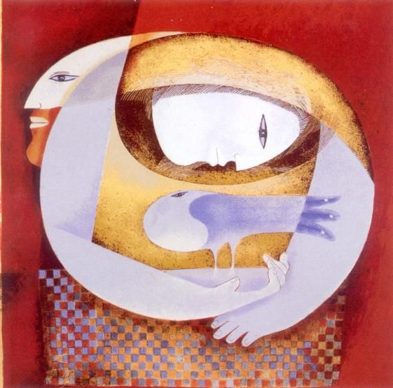 Samy Briss Hand Signed and Numbered Limited Edition Serigraph on Paper: " L'Oiseau a I'Abri "