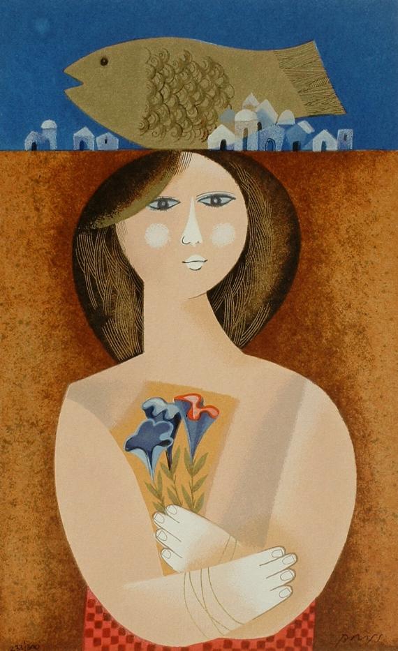 Samy Briss Hand Signed and Numbered Limited Edition Serigraph on Paper: " Le Poison du Bonheur "