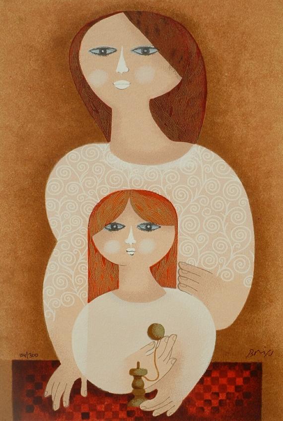 Samy Briss Hand Signed and Numbered Limited Edition Serigraph on Paper: " Les Yeux Bleus "
