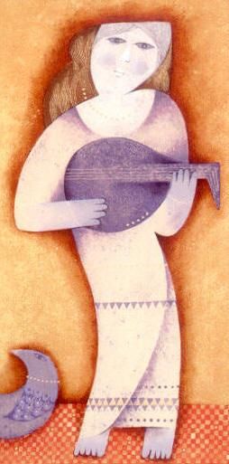 Samy Briss Hand Signed and Numbered Limited Edition Serigraph on Paper: " Mandoline "