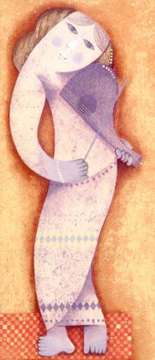Samy Briss Hand Signed and Numbered Limited Edition Serigraph on Paper: " Violinist "