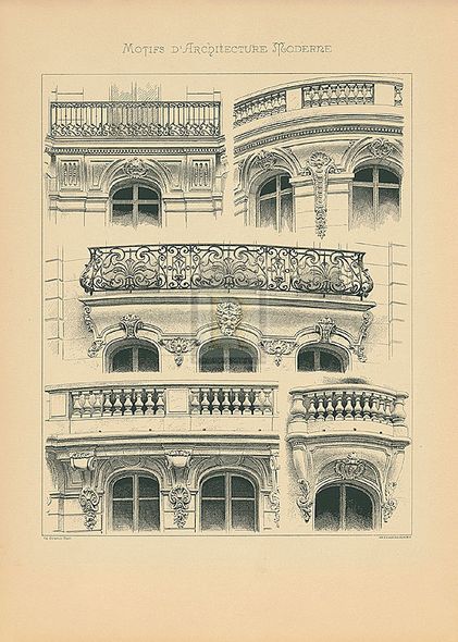 Schmidt Hand Numbered Limited Edition Print on Paper :"Motifs d'Architecture Moderne III"