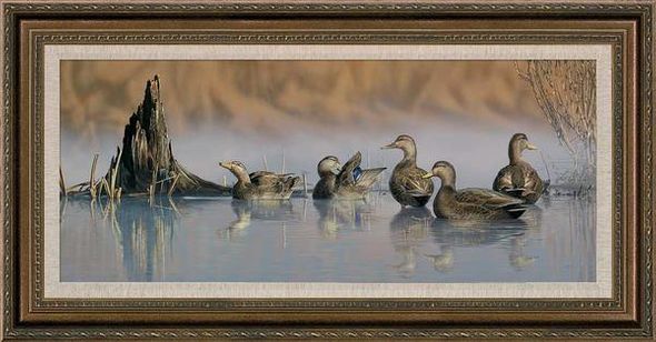 Scot Storm Framed Limited Edition Canvas: "Spring Mist-Black Ducks"