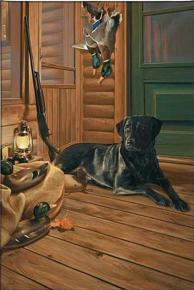 Scot Storm Open Edition 24x36 Gallery Wrap Canvas: "Bountiful Day- Black Lab"