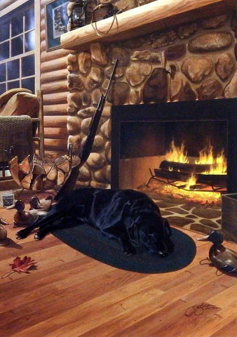 Scot Storm Print-Signed:"Days End-Black Lab"