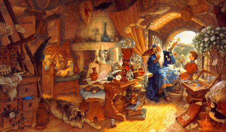 SCOTT GUSTAFSON 30X17 Secondary Market Art: "MERLIN & ARTHUR"