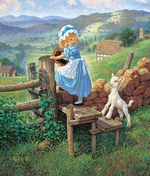 Scott Gustafson Open Edition Canvas Gicl&eacute;e:"Mary Had a Little Lamb"