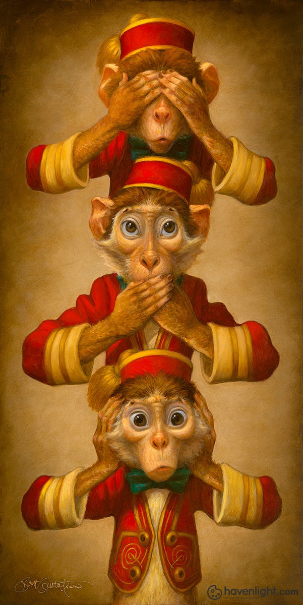 Scott Gustafson Fine Art Canvas Giclee: "No Evil"