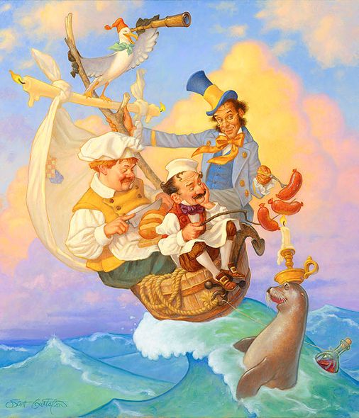 Scott Gustafson Open Edition Fine Art Canvas Gicl&eacute;e:"Rub-a-Dub-Dub"