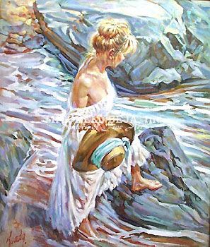 Sebastia Boada Handsigned and Numbered Limited Edition Embellished Giclee on Canvas:"Sea Rocks II"