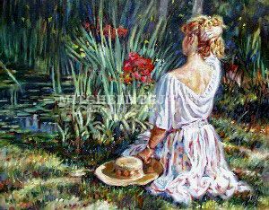 Sebastia Boada Handsigned and Numbered Limited Edition Embellished Giclee on Canvas:"The Pond"
