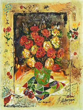 Sergey Kovrigo Limited Edition Serigraph on Paper:"Red Bouquet"