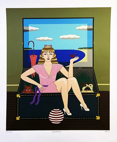 SHIGEO OKU Artist Signed and Numbered Edition Serigraph Print: "VACATION" SHIGEO OKU Artist Signed and Numbered Edition Serigraph Print: "VACATION"