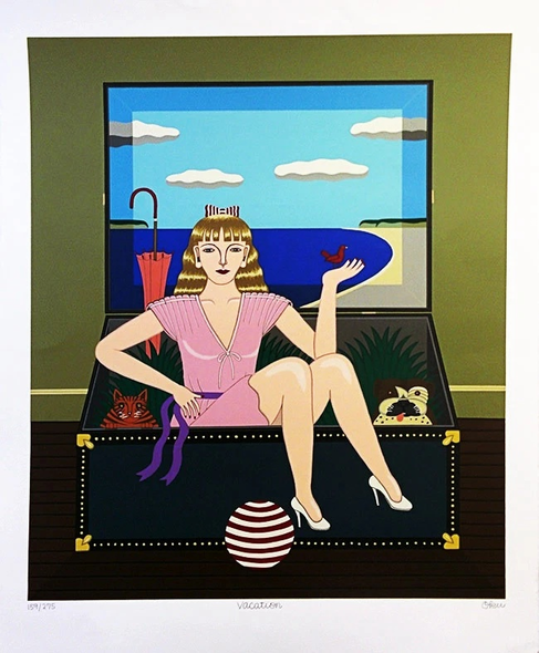 SHIGEO OKU Artist Signed and Numbered Edition Serigraph Print: "VACATION"