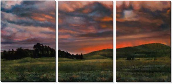 Shirley Cleary Open Edition 3PK Canvas: "Sunset in the Park"