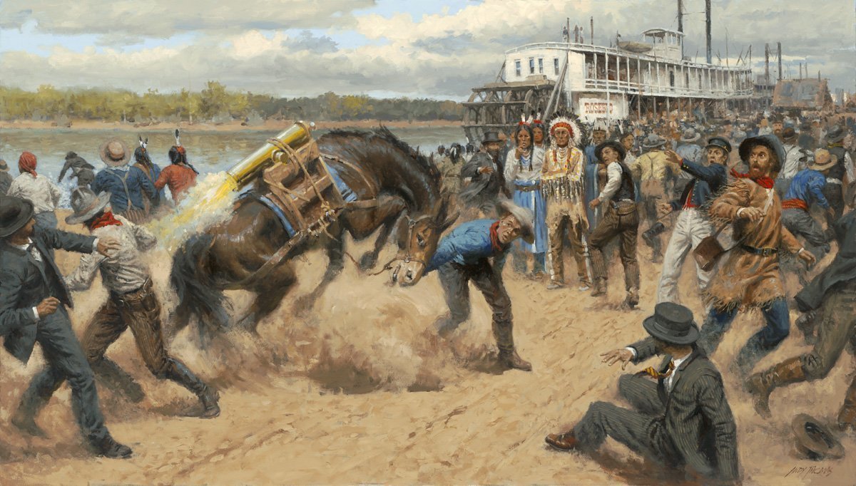 Andy Thomas Artist Signed and Numbered Limited Edition Giclee:"Hot Time in for Benton"