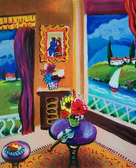 Shlomo Alter Hand Signed and Numbered Limited Edition Serigraph on Paper: " Interior "