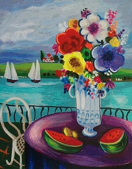 Shlomo Alter Hand Signed and Numbered Limited Edition Serigraph on Paper: " Summer Day "
