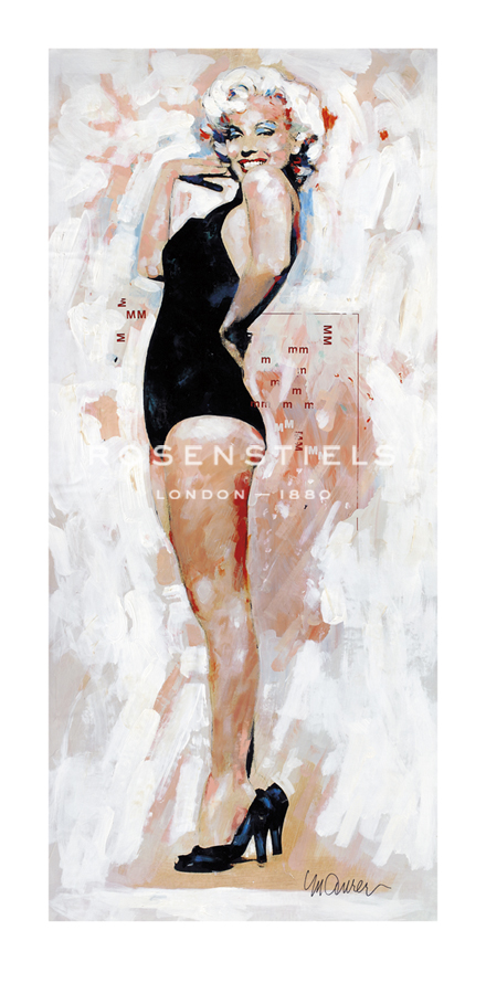 Sidney Maurer Hand Numbered Limited Edition Print on Paper :"Marilyn in Black"