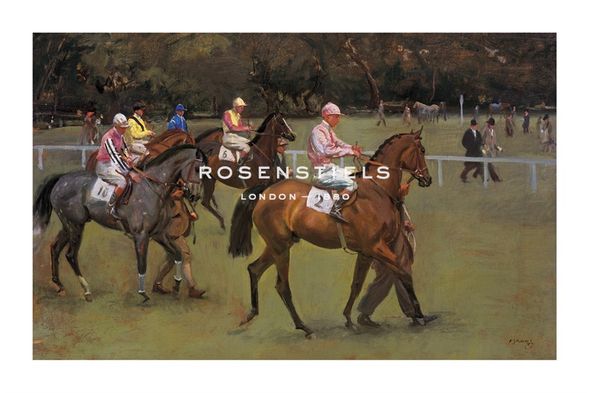 Sir Alfred Munnings Hand Numbered Limited Edition Print on Paper :"At the Races (Going Out at Kempton)"