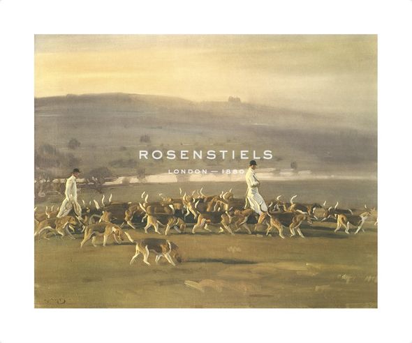 Sir Alfred Munnings Hand Numbered Limited Edition Print on Paper :"Belvoir Hounds Exercising in the Park"