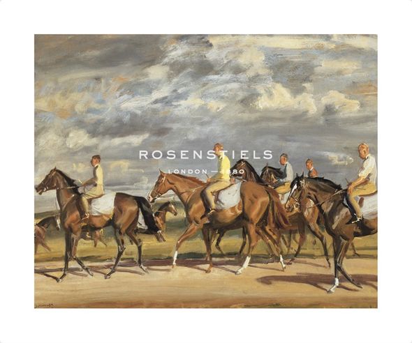 Sir Alfred Munnings Hand Numbered Limited Edition Print on Paper :"Exercising, Early Morning, Newmarket"