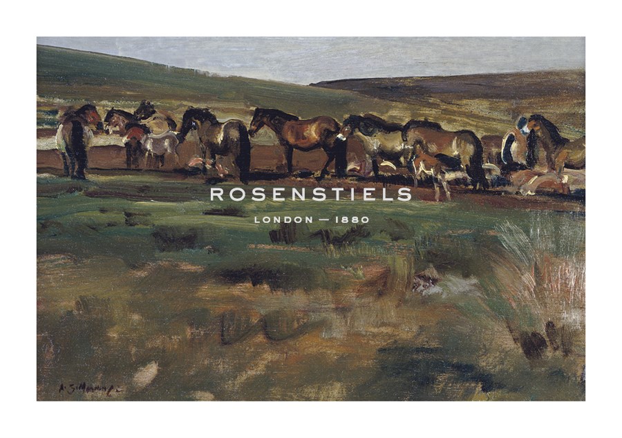 Sir Alfred Munnings Hand Numbered Limited Edition Print on Paper :"Exmoor Ponies"