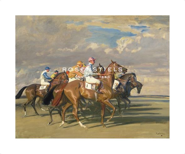 Sir Alfred Munnings Hand Numbered Limited Edition Print on Paper :"Lord Astor's High Stakes"