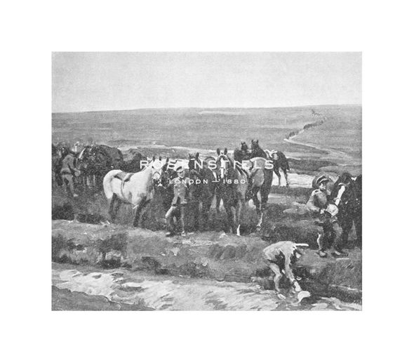 Sir Alfred Munnings Hand Numbered Limited Edition Print on Paper :"Officers' Horses Watering Near Berneville"