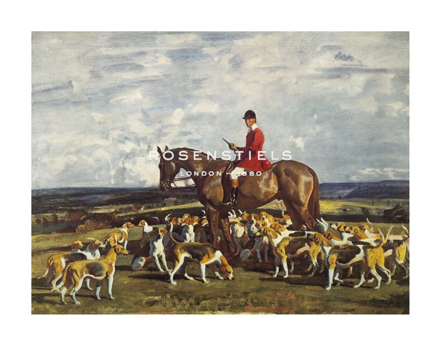 Sir Alfred Munnings Hand Numbered Limited Edition Print on Paper :"Stanley Barker and the Pytchley Hounds"