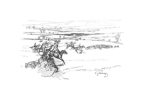 Sir Alfred Munnings Hand Numbered Limited Edition Print on Paper :"Warrior Hunting With The Isle of Wight Fox Hounds"