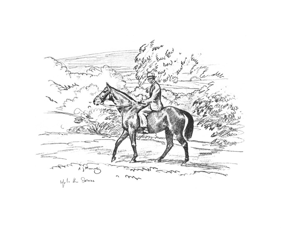 Sir Alfred Munnings Hand Numbered Limited Edition Print on Paper :"Warrior On The Way Up To The Downs"