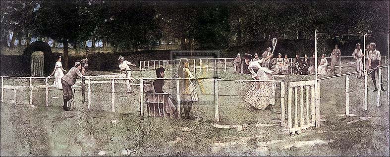 Sir John Lavery Artist Hand Colored Copper Plate Printed Atelier Print:"The Tennis Party"