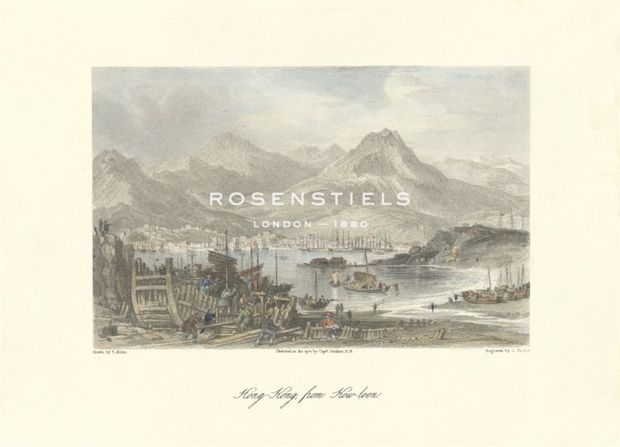 Sir Thomas Allom Hand Numbered Limited Edition Print on Paper :"Hong-Kong, from Kow-loon"