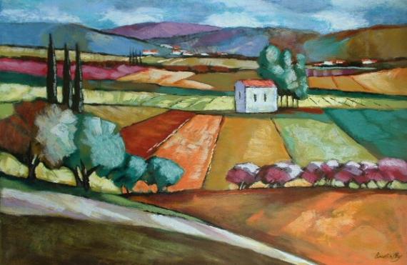 Slava Brodinsky Hand Signed and Numbered Limited Edition Embellished Serigraph on Canvas: " Beyond the Horizon "