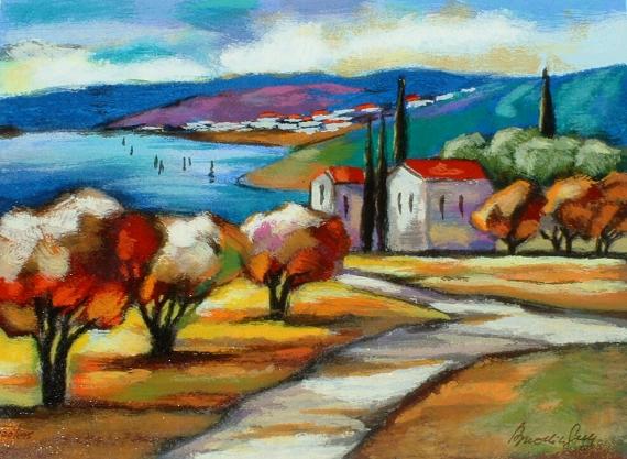 Slava Brodinsky Hand Signed and Numbered Limited Edition Serigraph on Paper: " Calm Waters "
