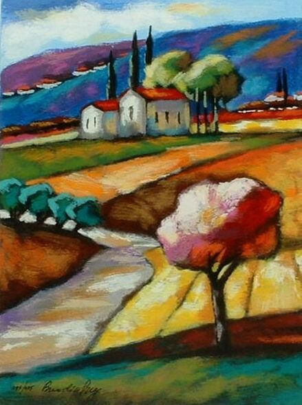 Slava Brodinsky Hand Signed and Numbered Limited Edition Serigraph on Paper: " Homestead Charm "