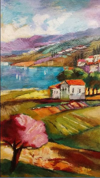 Slava Brodinsky Artist Signed Serigraph on Paper:"Lakeside ll"