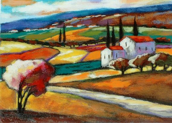 Slava Brodinsky Hand Signed and Numbered Limited Edition Serigraph on Paper: " Meadows "