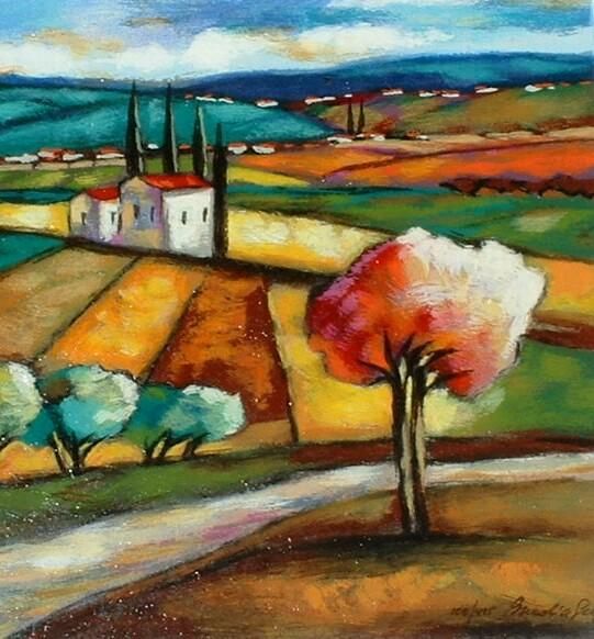 Slava Brodinsky Hand Signed and Numbered Limited Edition Serigraph on Paper: " Season of Harvest "