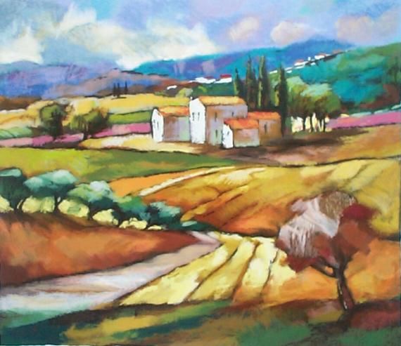 Slava Brodinsky Hand Signed and Numbered Limited Edition Serigraph on Paper: " Tuscany Region "