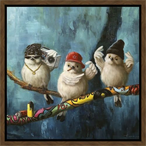 Somerset House 13.5X13.5 FLOAT FRAMED CANVAS:"BIRDZ IN DA HOOD II"