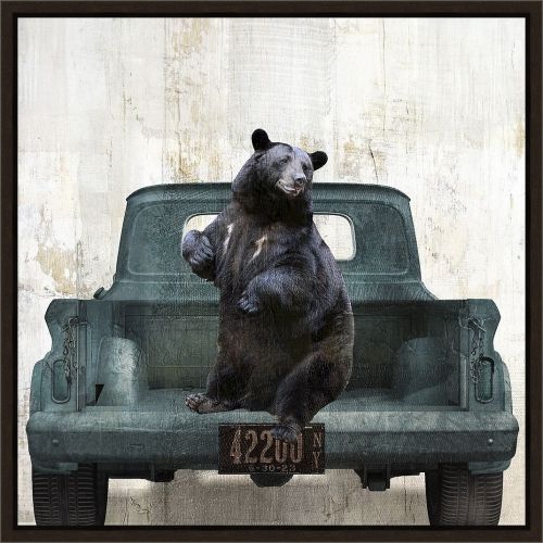 Somerset House 19.5X19.5 FLOAT FRAMED CANVAS:"BLACK BEAR VACATION"
