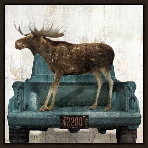 Somerset House 19.5X19.5 FLOAT FRAMED CANVAS:"MOOSE VACATION"