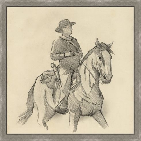 Somerset House 20X20 FRAMED CANVAS:"WESTERN RIDER SKETCH I" Somerset House 20X20 FRAMED CANVAS:"WESTERN RIDER SKETCH I"