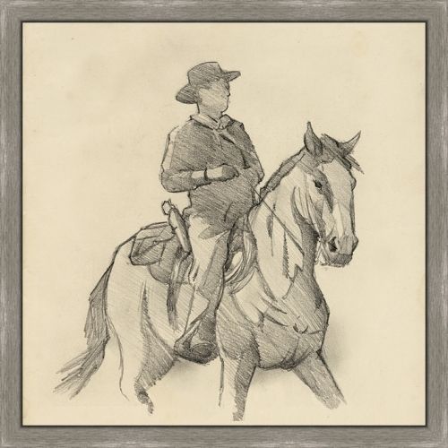 Somerset House 20X20 FRAMED CANVAS:"WESTERN RIDER SKETCH I"