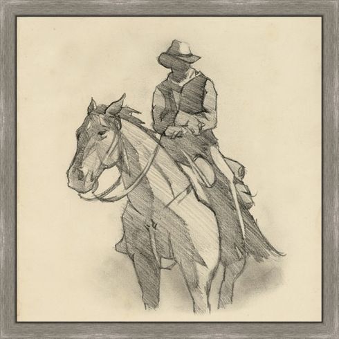 Somerset House 20X20 FRAMED CANVAS:"WESTERN RIDER SKETCH II"